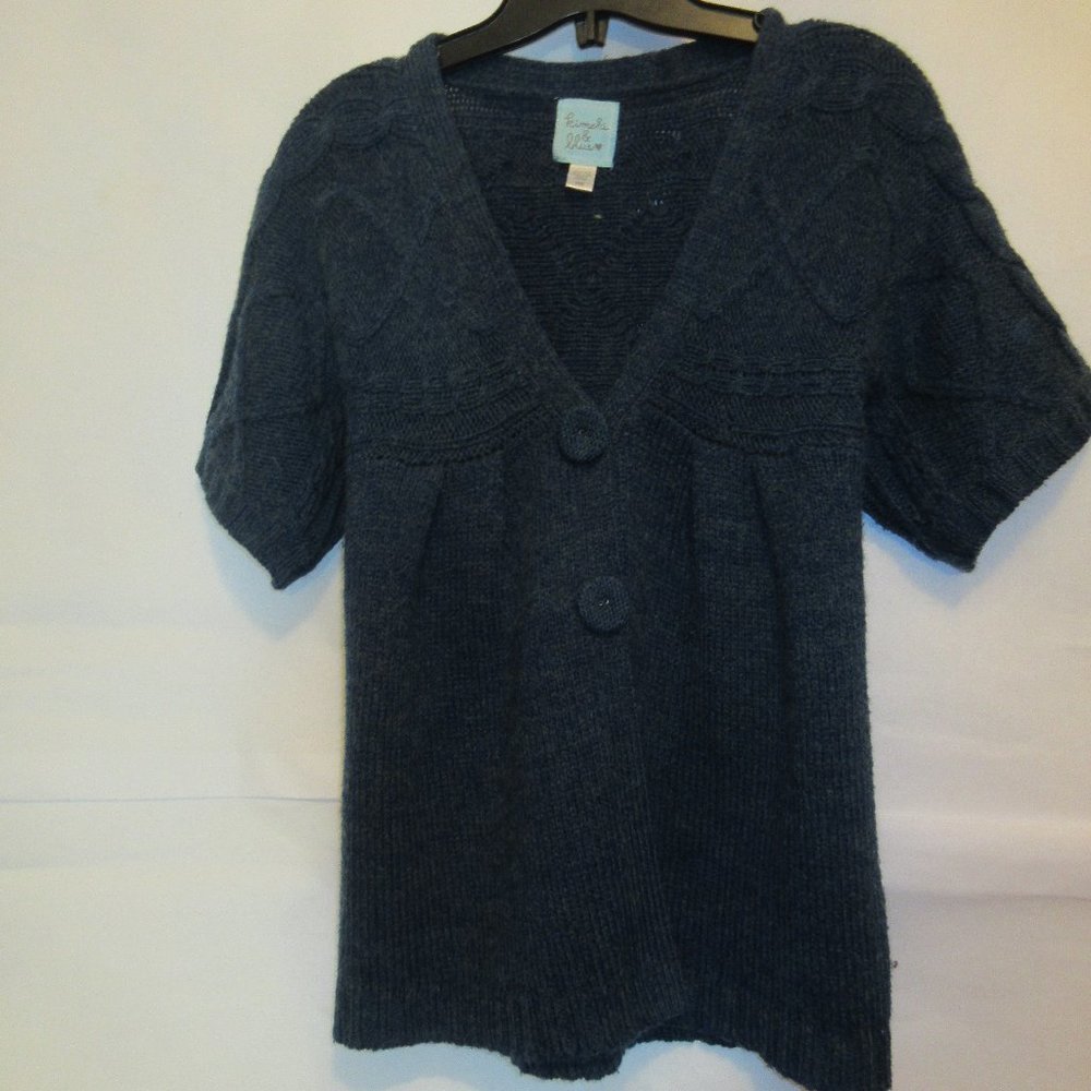 Kimchi Blue Cardigan Sweater Size XS Blue Cable Knit V Neck Snap Up Wool Blend